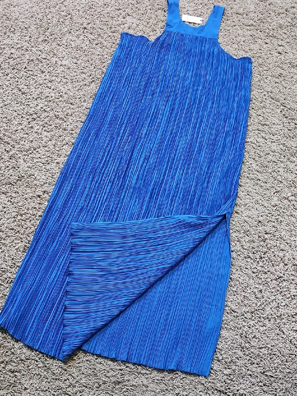 NWT Anthropilogie Dress Halter Plissé Sleeveless Large Maxi Blue Pleated - Picture 5 of 8